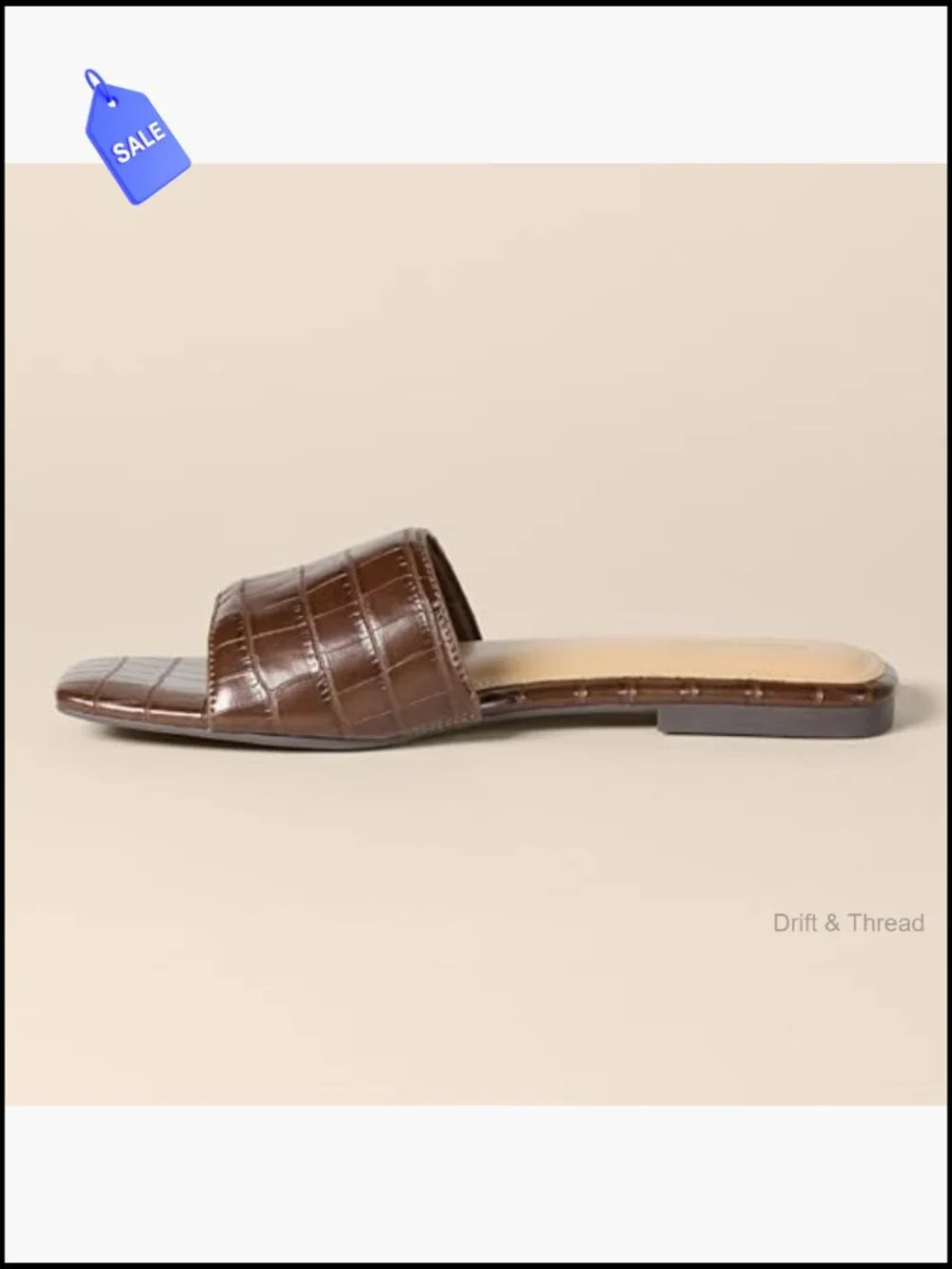 Women's Flat Slide Sandals - Padded Memory Foam Insole